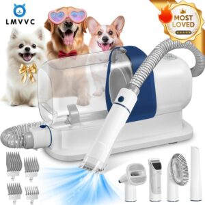 LMVVC 5-in-1 Pet Grooming Kit: Ultra-Quiet Vacuum for Dogs & Cats. Easy-to-Use Professional Tools for Low-Noise Trimming, Versatile Cleaning & Mess-Free Hair Suction. Perfect for Poodles & Puppies!